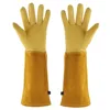 Long Tube Gardening Safety Working Gloves Leather Breathable Gauntlet Pruning Gloves Garden  Industrial Protective Work Gloves 1