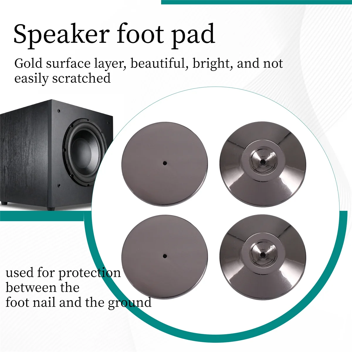 Newest 4 Pcs Speaker Pure Copper Spikes Pads HiFi Speaker Box Isolation Floor Stand Feet Cone Base Shoes Pad (Black)