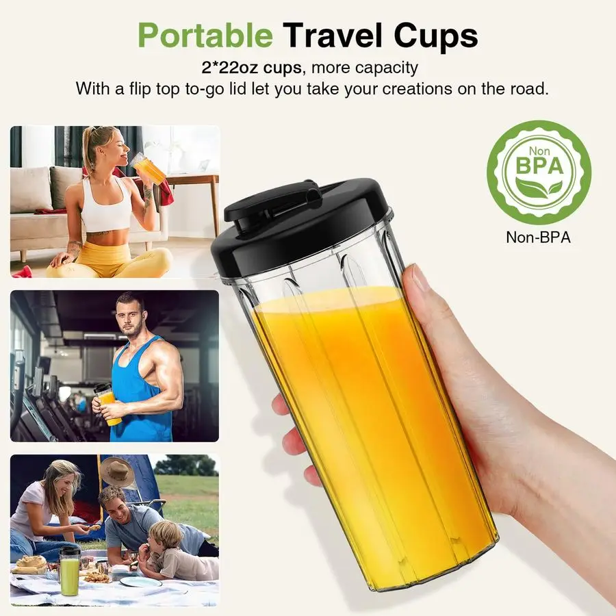 Smoothie Blender, Max 1000w Personal Blender for Shakes and Smoothies, 12Pcs Coffee Grinder and Countertop Blenders Combo for Ki