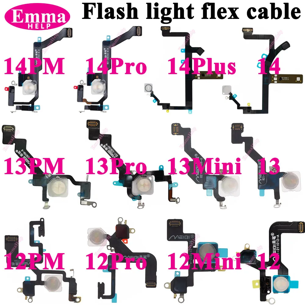 LED Flash Light Connector Camera FlashLight Flex Cable for iPhone 11 12 13 14 Pro Max Mini XS Side Button Metal Proximity