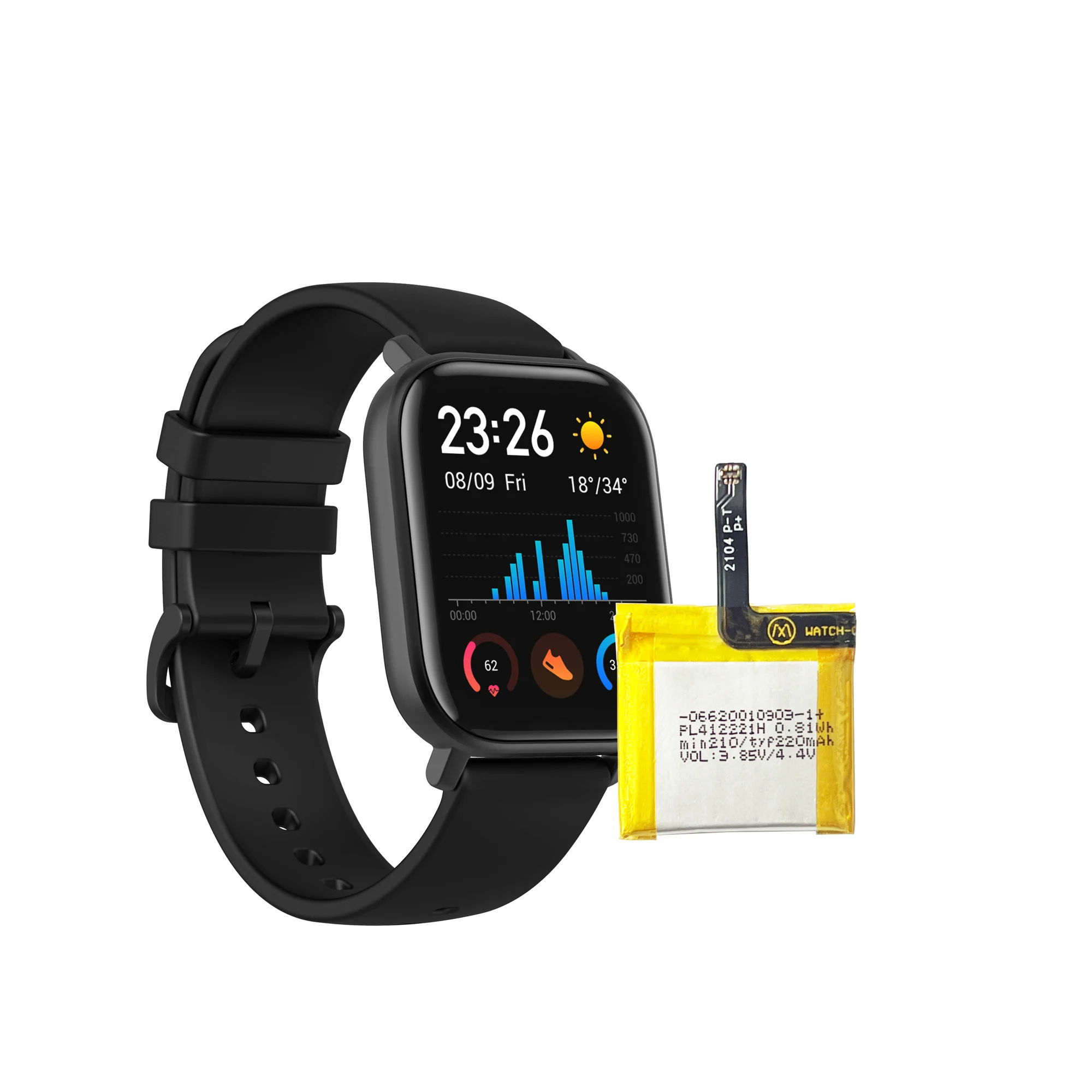 Huami Amazafit GTS A1913 A1914 용 100% 대용량 배터리, 무료 도구, PL412221H, 스마트 워치 412221, 220mAh