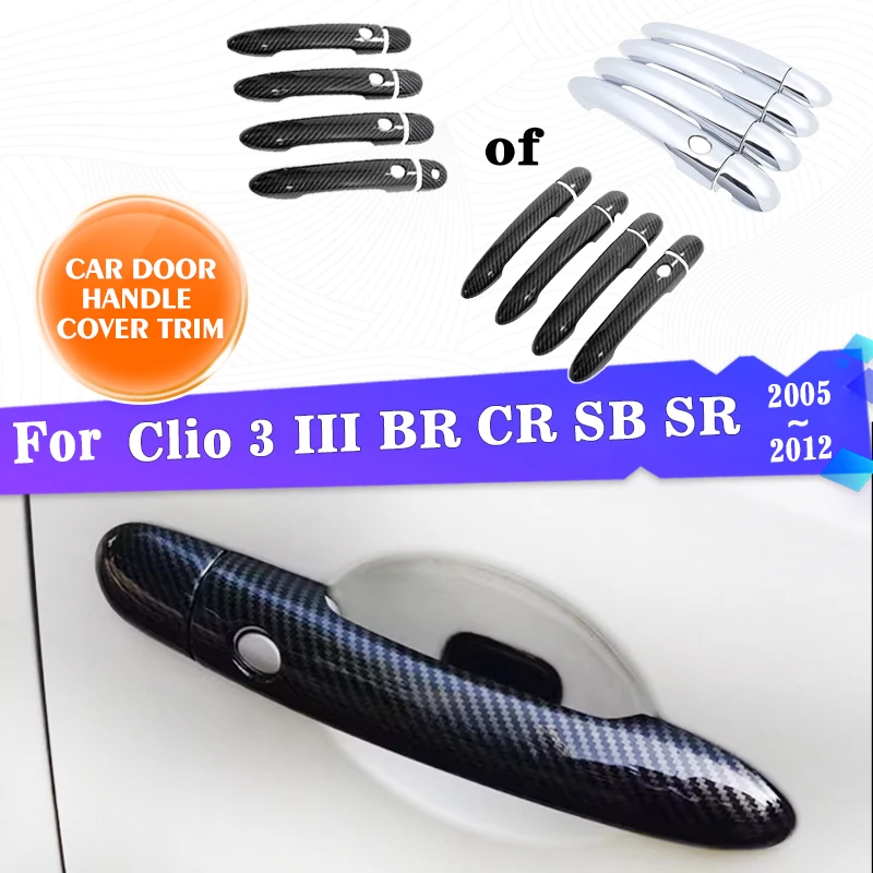 Poignée De Porte Intérieure Droite Pour Renault Clio 3 - Noir Chromé - Neuf Sous Emballage
