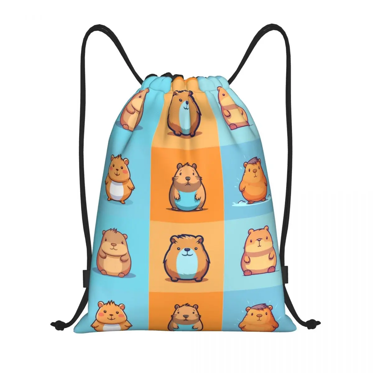 

Custom Cartoon Capybara Drawstring Bag Men Women Lightweight Sports Gym Storage Backpack
