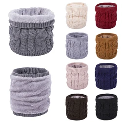 Unisex Winter Warm Knitted Ring Scarves All-match Pure Color Thick Elastic Knit Mufflers Comfortable Plush Scarf Collar