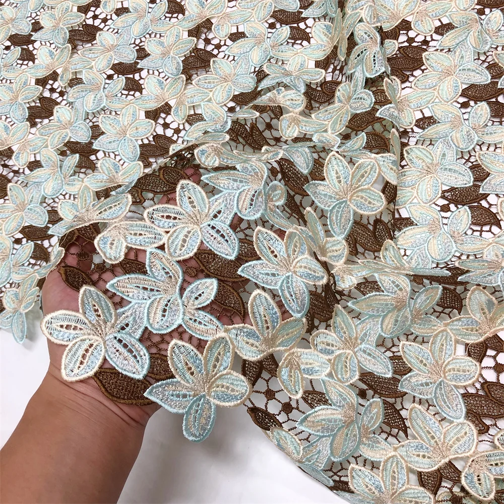 Afrikanischer Spitzenstoff im neuen Stil, 2025, hochwertige Spitze, wasserlöslich, bestickt, modischer weicher Spitzenstoff, 5 Yards – Detail 15