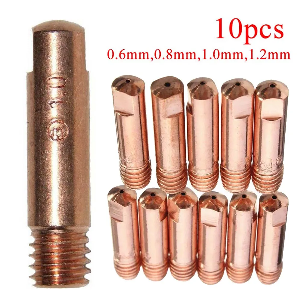 10pcs MB15AK Welding Contact Tips 0.6 - 1.2mm Thread M6 For Binzel Style Torches MIG/MAG Welder Torch Consumables Power Tools