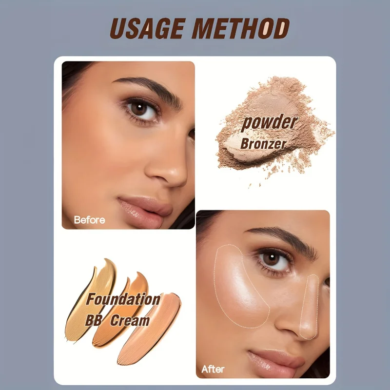 1 pennello per fondotinta basic, pennello piatto, pennello per contorno, pennello per fard in polvere, pennello per trucco professionale - immagine 5