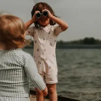 2024 Summer Kids Swimsuits Cartoon Printed One-piece Swimwear+Hat Children Sun-proof Beach Vacation Toddlers Girl Boy Clothes 4