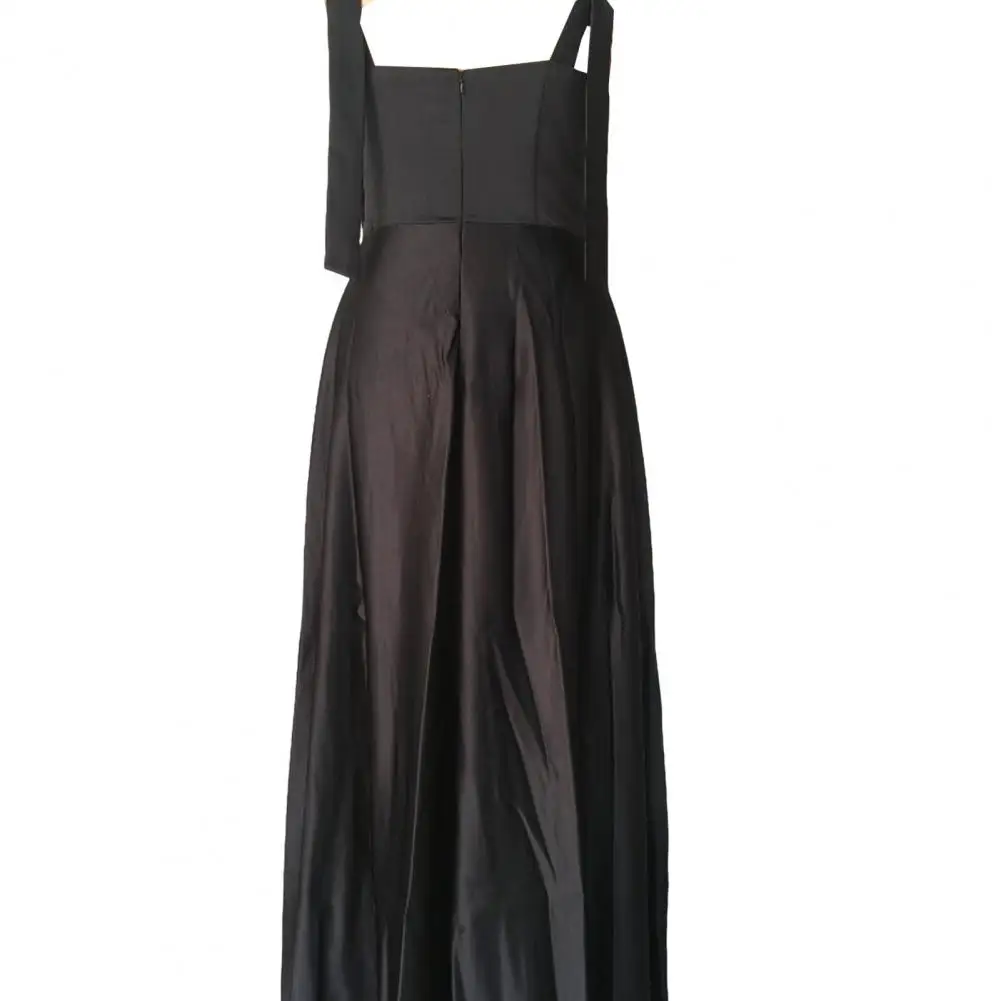 

Satin Dress Elegant Satin Lace-up Wedding Dress with Bow Detail Square Neckline A-line Silhouette Design for Filming for Women
