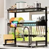 Over The Sink Dish Drying Rack (Expandable Height and Length) Snap-On Design 2 Tier Large Dish Rack (27-36L x 12W x 32.5-37H 1