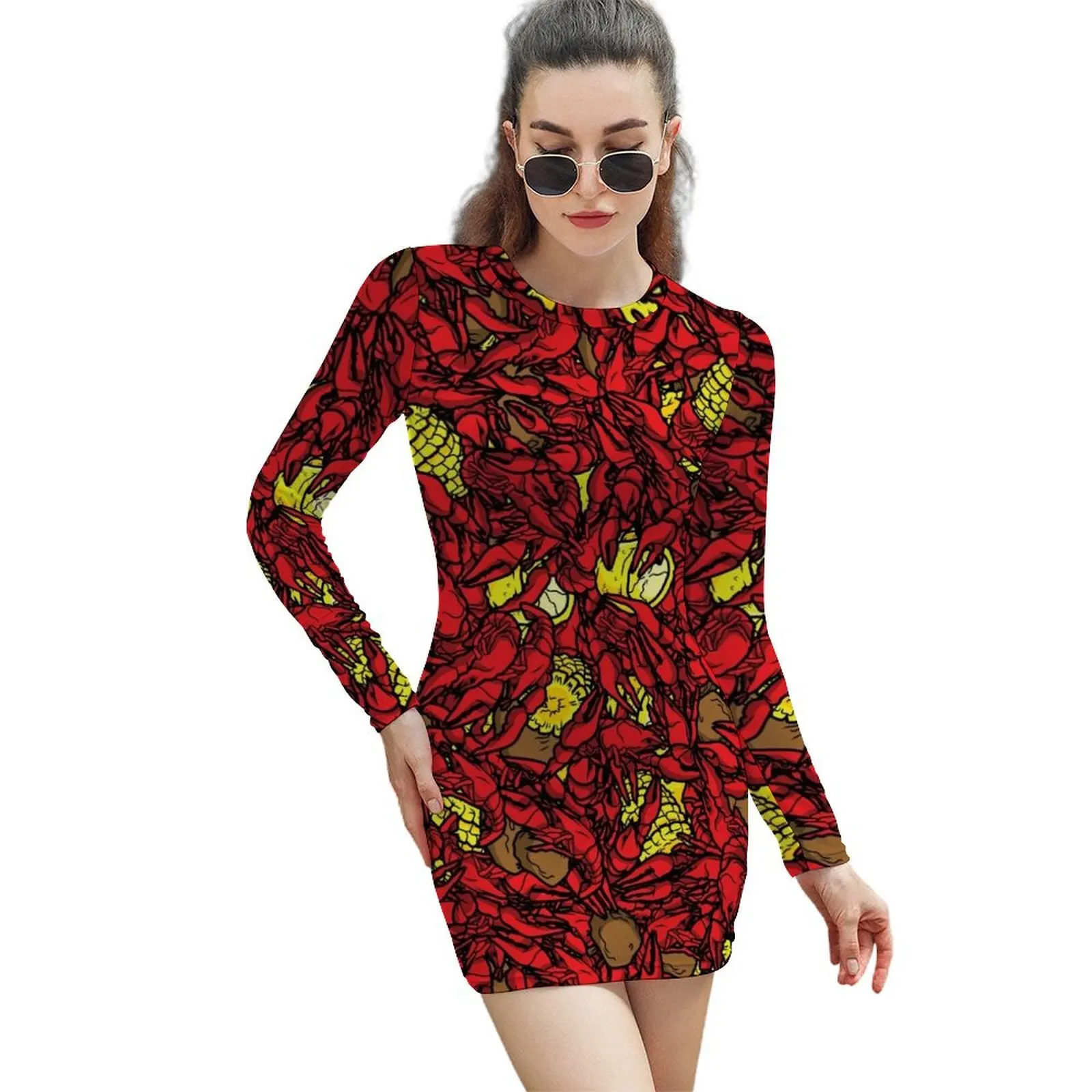 Crawfish Full Long-Sleeved Sheath Dress ceremony dresses ladies dresses for women 2024