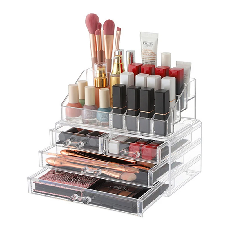 Makeup Organizer Acrylic Cosmetic Storage Drawers and Jewelry Display Box Skin Care Stackable Storage Box For Vanity