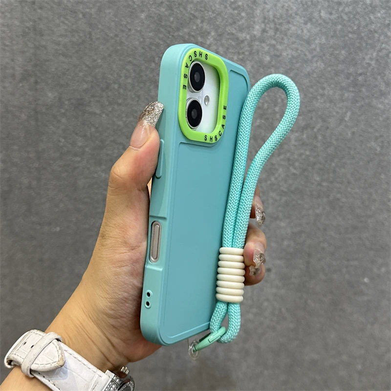 Stylish Wrist Strap Bracelet Phone Case with Colorful Lens Bumper Cover