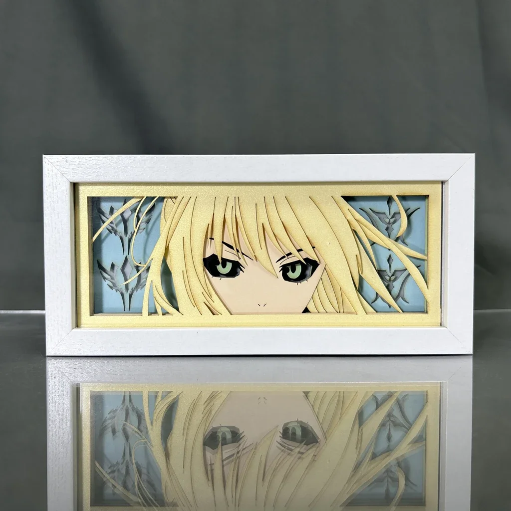 Paper Cut Light Box Saber Fate Stay Night Anime Led Light for Bedroom Decoration Desk Lightbox Birthday Gift Manga Table Lamps 3