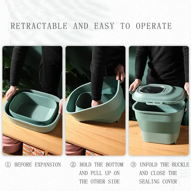 10/25KG Foldable Rice Storage Container Large Capacity Food Storage Bucket Insect-Proof Cereal Rice Dispenser Kitchen Food Box 4