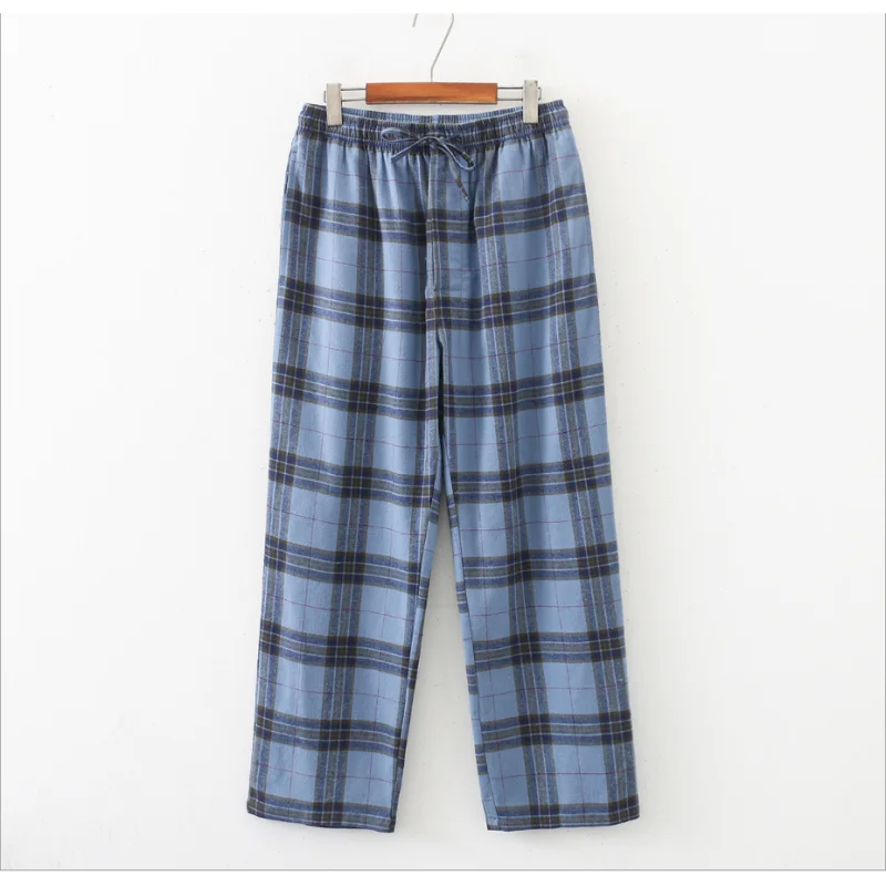 2024 Spring Autumn Men 100% Cotton Sleep Pants Male Casual Plaid Home Trousers Top Quality Plus Size Lounge Sleep Pants