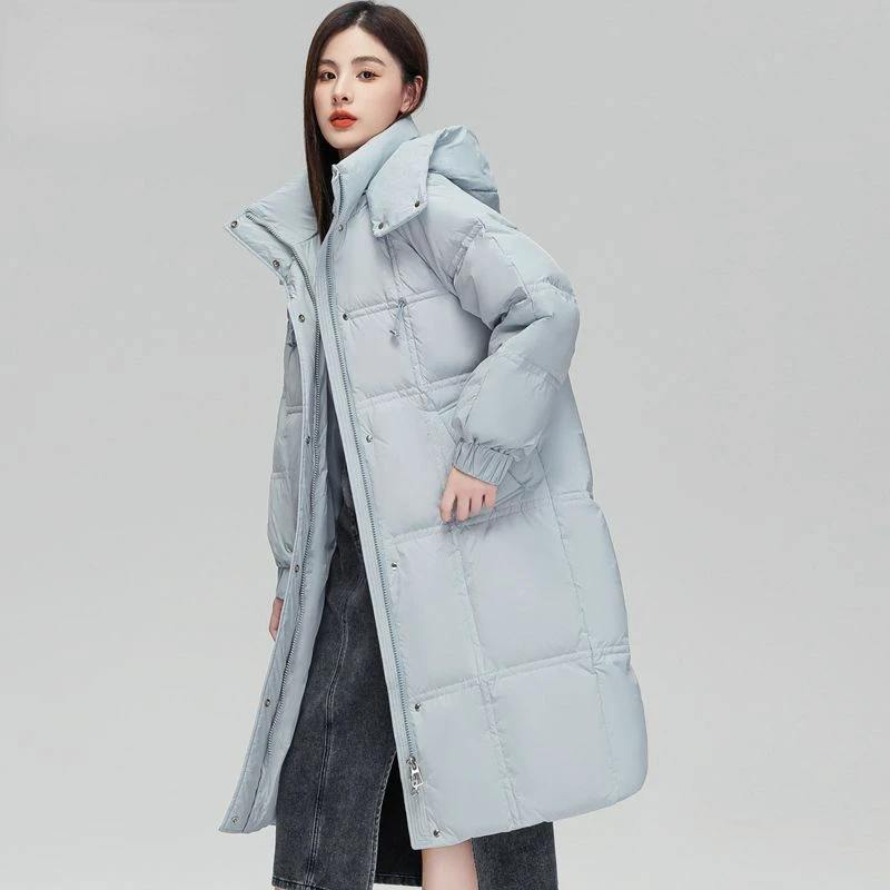 2023 New Women Down Jacket Winter Coat Female Mid Length Version Parkas Loose Thick Warm Outwear Leisure Time Hooded Overcoat