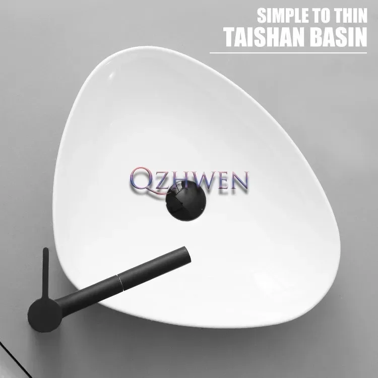 Triangle Bathroom Sink Modern Minimalist Home Toilet Ceramic Washbasin Hotel Washroom Countertop Art Basin 59X39X14cm