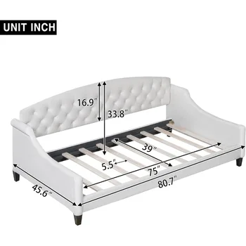 LZ LEISURE ZONE Twin Daybed, Twin Size Luxury Tufted Button Daybed, Upholstered Twin Daybed Frame, Sofa Bed for Bedroom Living R 2