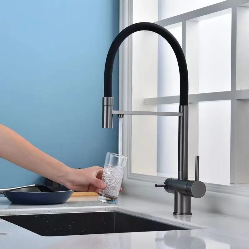 Cross-Border Copper Water Purification Three-in-One Kitchen Faucet Household Washing Vegetables Basin Scullery Cold Tropical