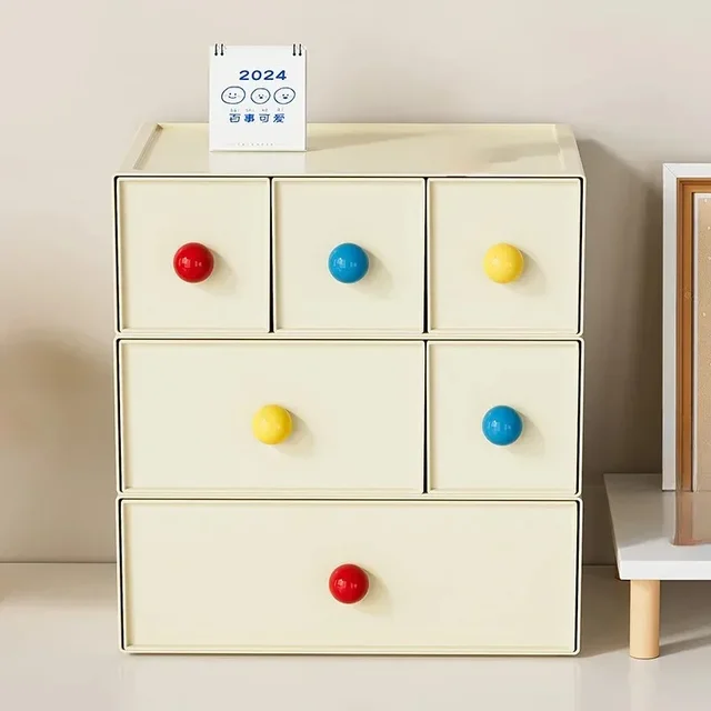 1-3Pcs Cream Dopamine Drawer Storage Box Multi-layer Stackable Free Combination Jewelry Storage Desk Entrance Storage Box 1