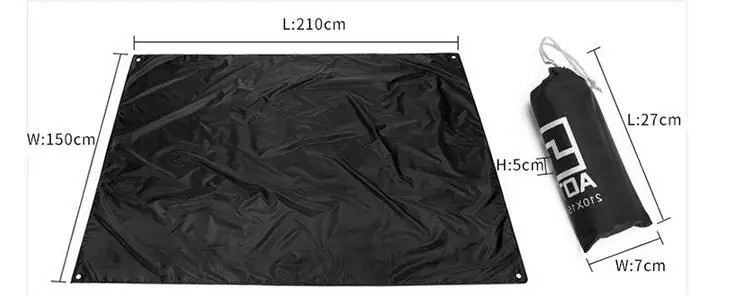 AOTU 210*150cm 210T Oxford Ultralight Tarp Mini Sun Shelter Awning Camping Mat Tent Footprint 6