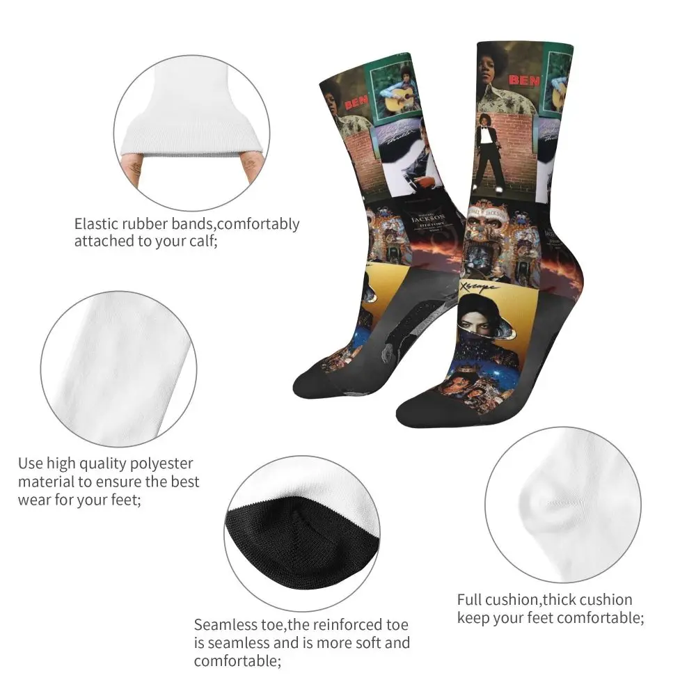 Michael Jackson Musicians Singers Dancers Socks Harajuku Stockings All Season Long Socks Accessories for Unisex Christmas Gifts