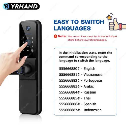 YRHAND H01 Fechadura Eletronica Tuya Wifi Digital Electronic Smart Door Lock With Biometric Camera Fingerprint IP66 Smart Lock - Image 3