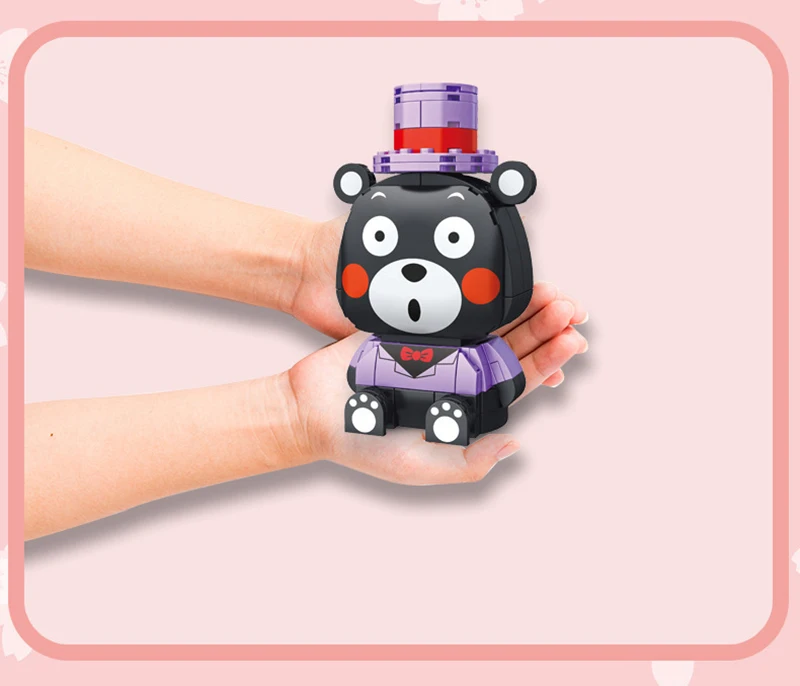 PANLOS Kumamon Bär Kreativität Straßenansicht Sakura-Blumen Haus Bausteine Kaffeehaus Landhaussteine Spielzeug Geschenke für Kinder – Detail 23