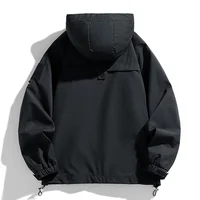 Men’s Cargo Windbreaker Jacket with Hood and Zipper