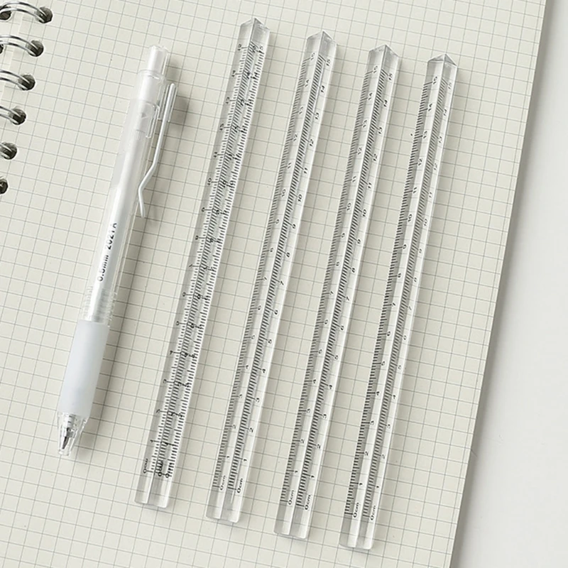 Prism Straight Ruler 0-15cm Acrylic Mathematics Ruler Architectural Scale Scale Tool Student Stationery