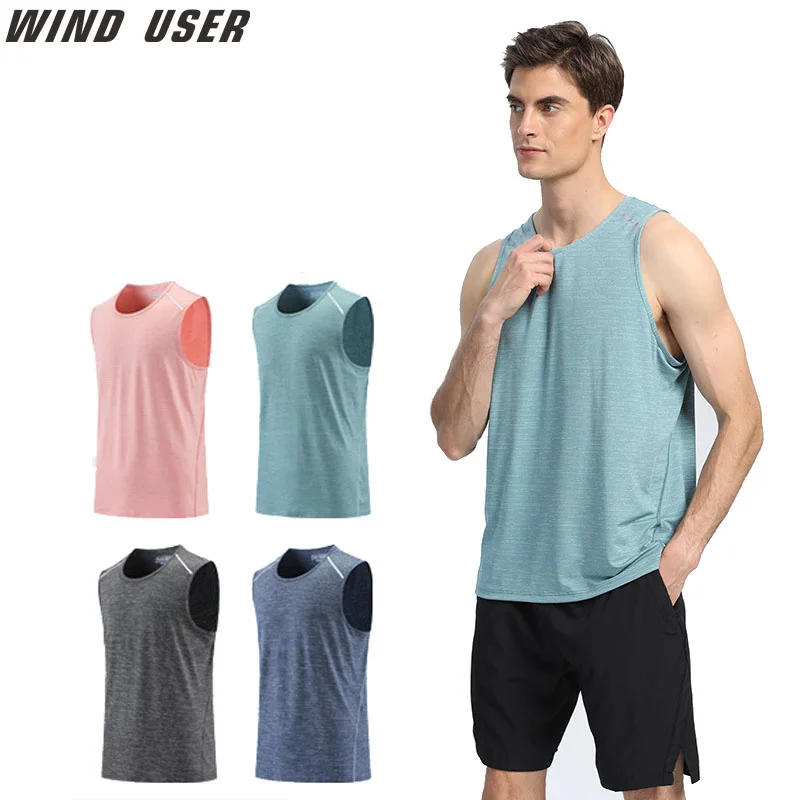 

Sport Vest Elastic Training Vest Men Loose Round Collar Sleeveless T-shirt Fitness Quick-Drying Male Vest Sports Tops