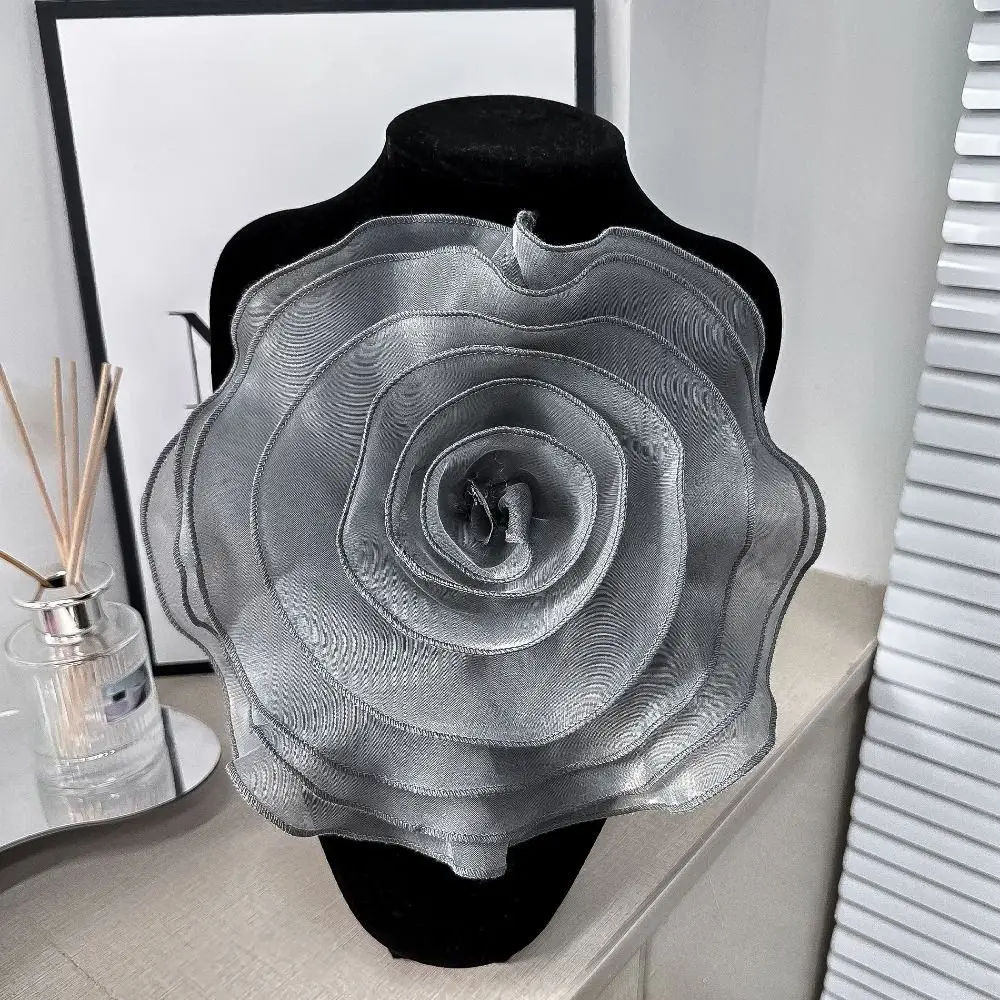 Description Picture 6 of item3D Organza Fabric Artificial Rose Flowers Patch Chest Flower 27CM Wedding Dress Neck Decoration DIY Sewing Applique