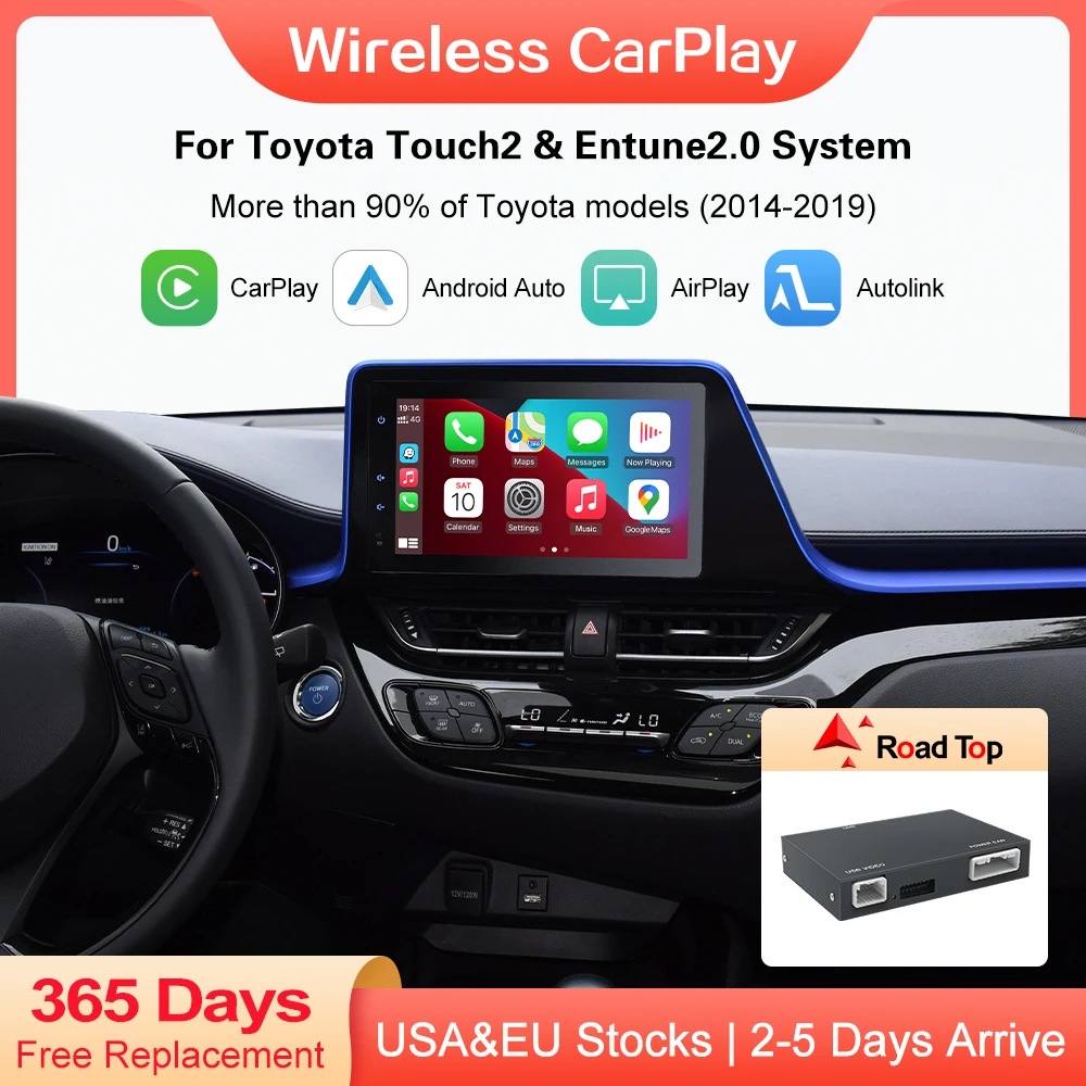 Wireless Carplay Android Auto Per Toyota 2014-2019 Tundra/Highlander/Tacoma/4Runner/Prius/Land Curiser/Avalon/Ch-R/Sienna