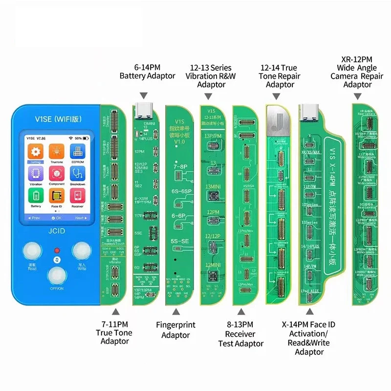 

JC V1SE Phone Ture Tone Repair Programmer for Phone 7 7P 8 8P X XR XS XSMAX 11 ProMAX 12 13 Battery Fingerprint SN Reader