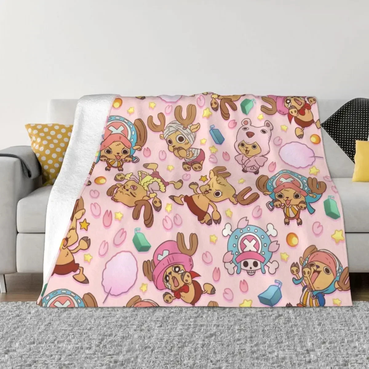 One-Piece Tony Tony Chopper Blanket Coral Fleece Plush Summer Pirate Anime Multifunction Super Warm Throw Blankets for Home 5