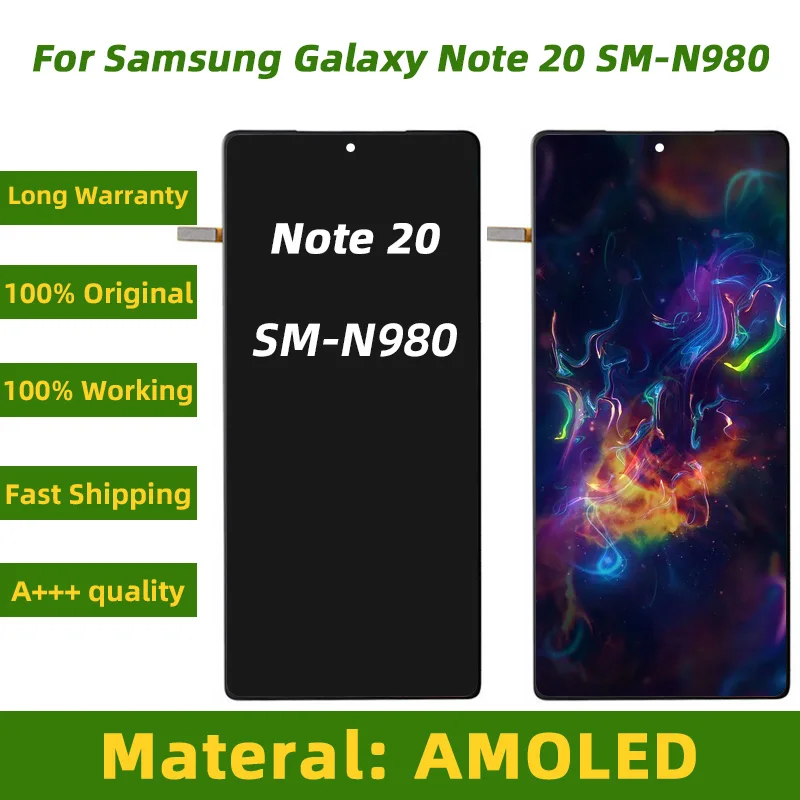 

Original Amoled Note20 N980 LCD For Samsung Galaxy Note 20 5G N981 Display Touch Screen Digitizer With Frame Replacement