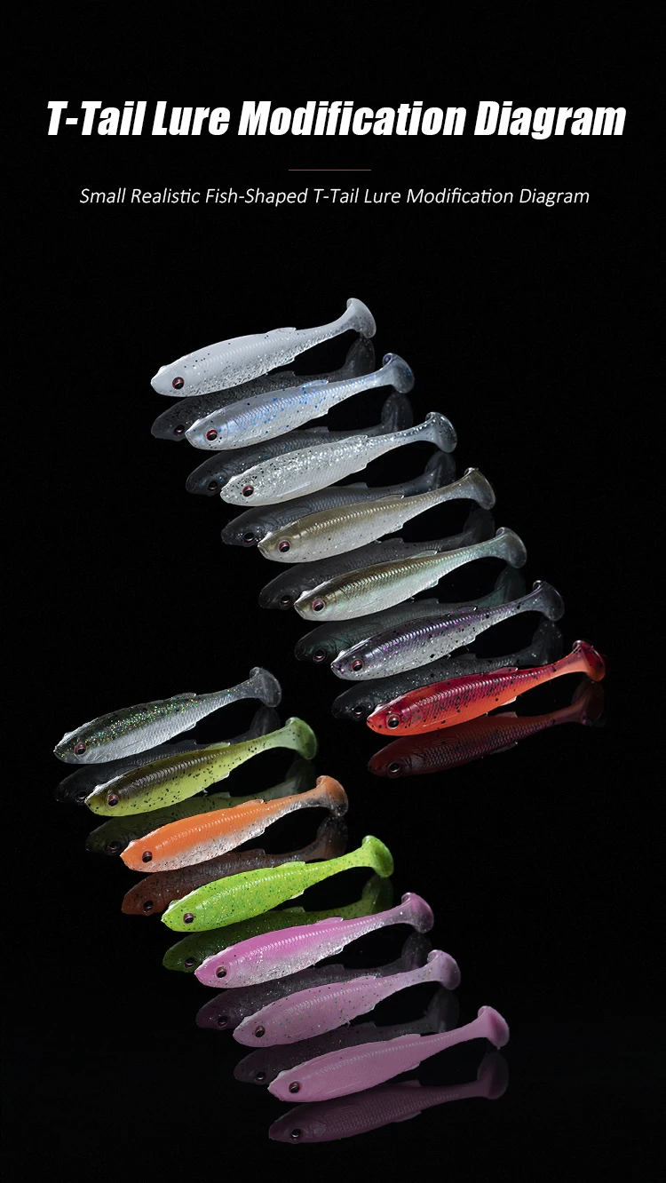 FISHANT Kleiner echter Fisch sinkender T-Schwanz-Weichköder mit Fischlockstoff für wettbewerbsfähiges Angeln, realistischer Simulationsköder – Detail 5
