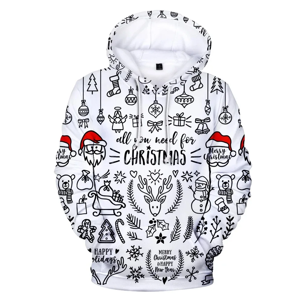 New arrival 3d printed happy christmas hoodies men women sweater pullovers autumn hip hop hoodie hooded boys girls casual workou