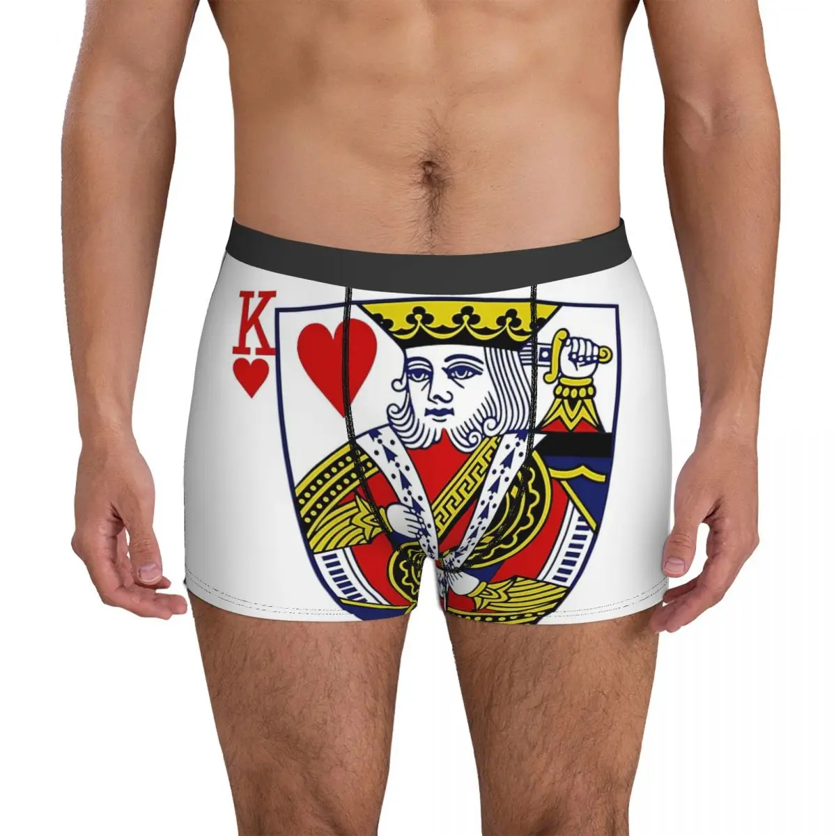 King Of Hearts Playing Card Underpants Breathbale Panties Male Underwear Print Shorts Boxer Briefs