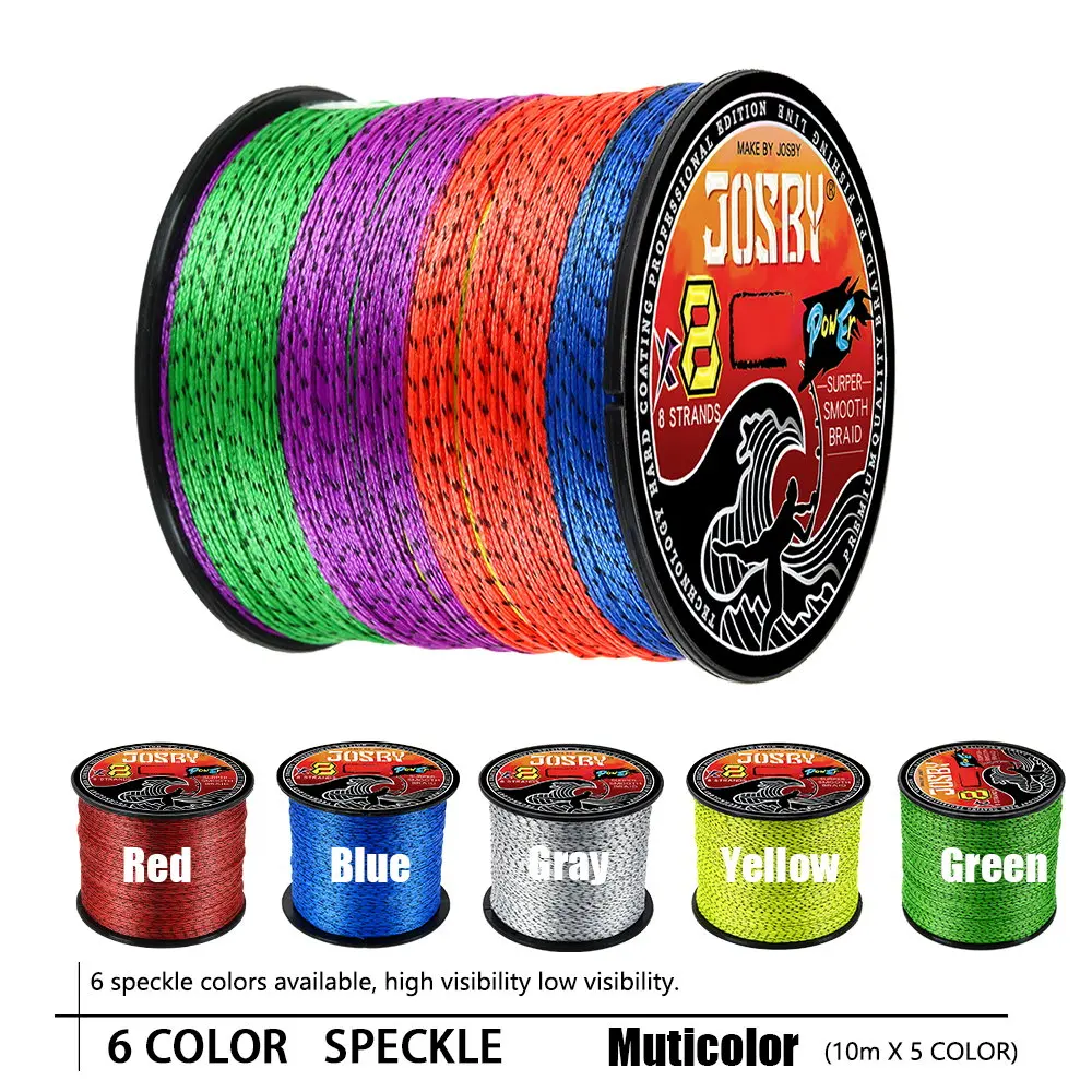 JOSBY Japan 8X 8 Strands Braided Fishing Line 100M 300M 500M Multifilament Speckled PE Wire Fly Sea Saltwater Freshwater Pesca 6