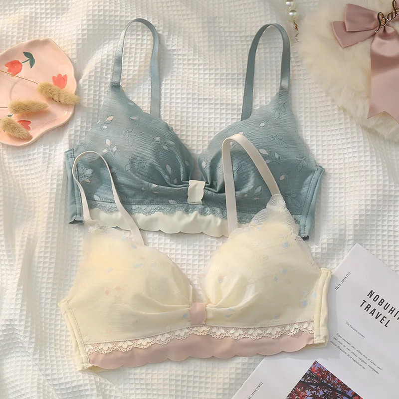 

2023 Sexy Bras Push Up Seamless Underwear for Women Solid Color Wireless Lingerie Gather Fixed double straps Brassiere