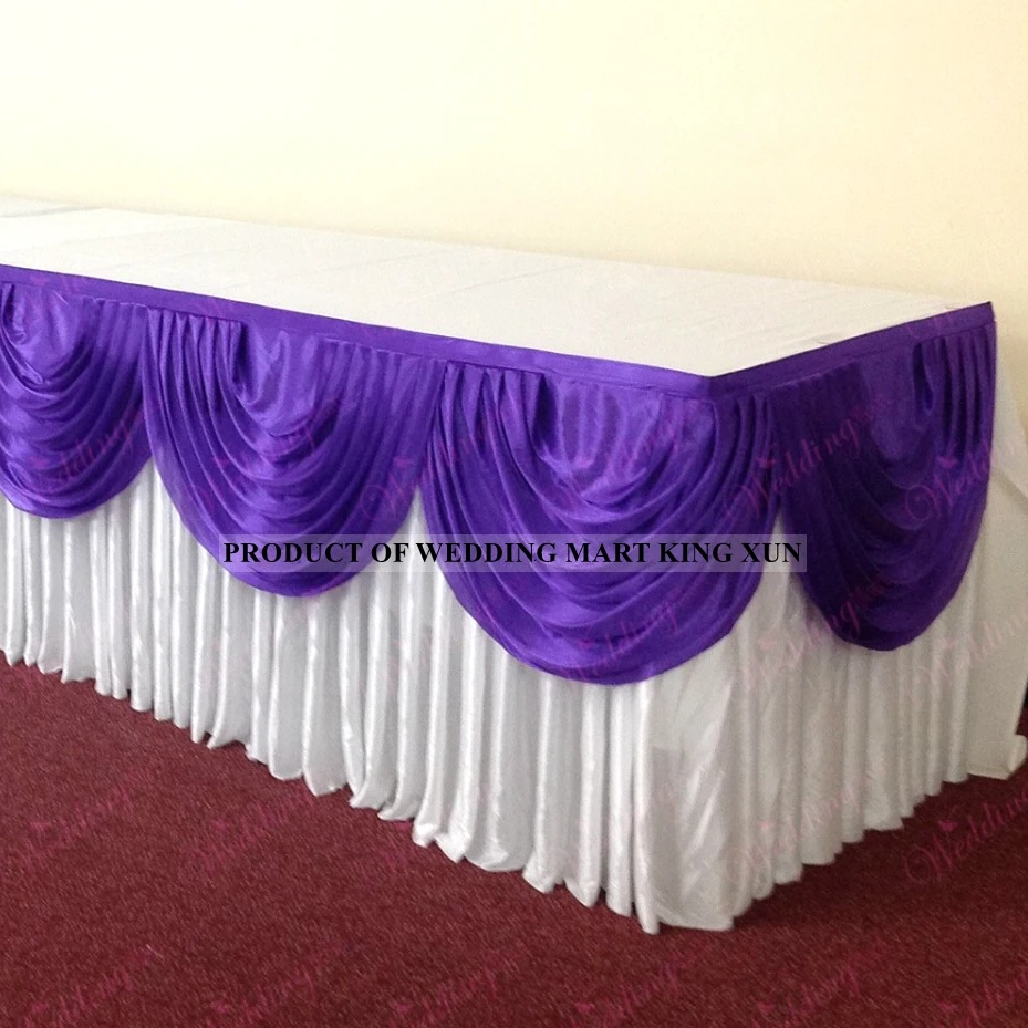 Table skirt 3M Long Ice Silk Table Skirt Tablecloth Skirting With Top Swag Drape For Wedding Event Party Decoration