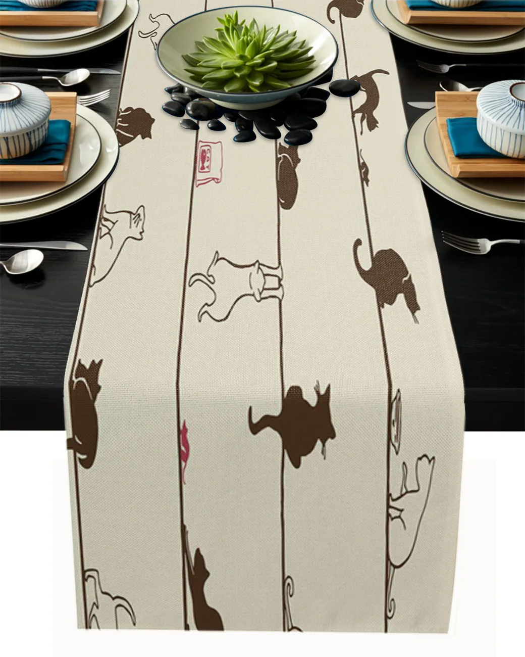 

Кошка, веревка, мышь, льняная настольная дорожка, раннее хозяйство, многоразовая скатерть для обеденного стола, декор для свадебной вечеринки