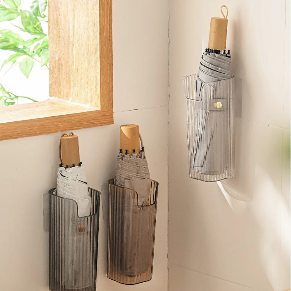 No Punching Wall Umbrella Holder Multifunctional Self Adhesive Umbrella Stand Waterproof Strong Storage Rack Living Room Foyer