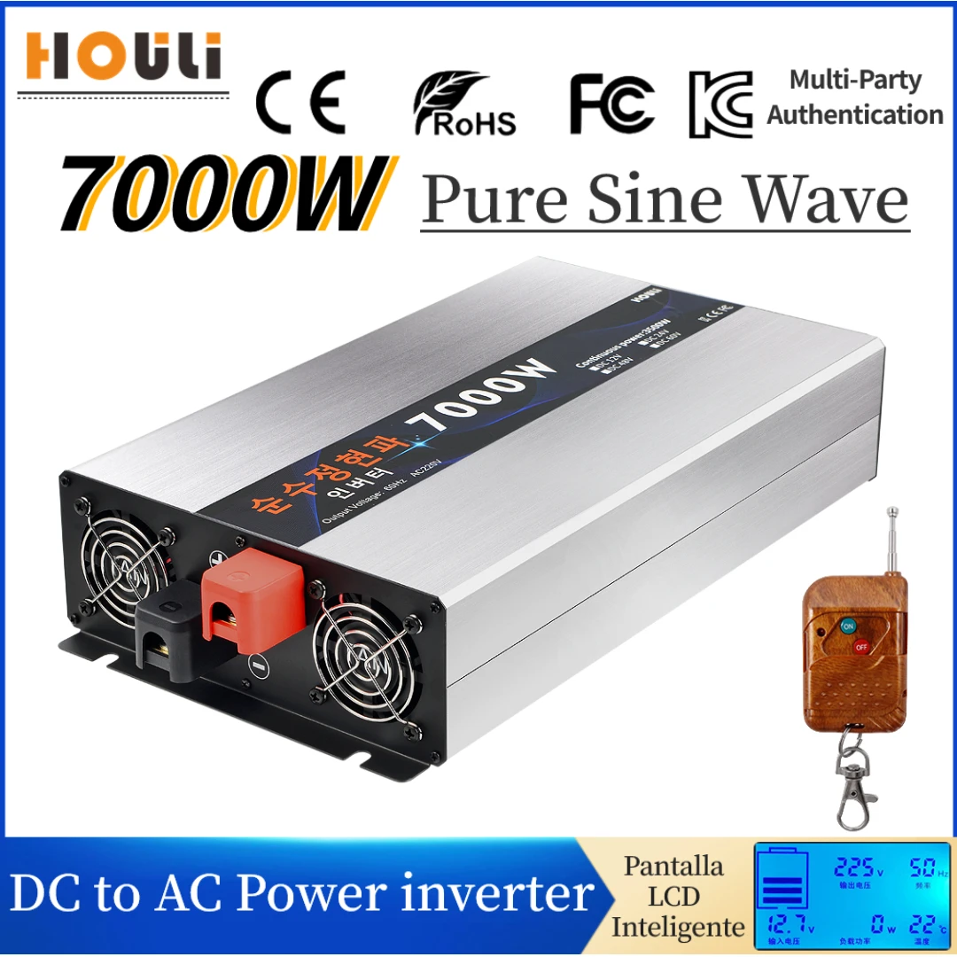 

Pure Sine Wave Power Inverter 7000W 6000W Voltage Converter DC 12v 24v 48v To AC 220v 230v Solar Transformer Home Car Inverters