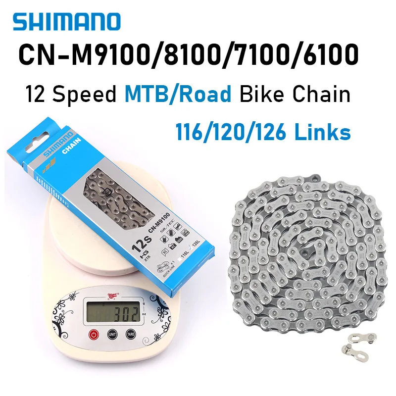 Shimano-cadena para bicicleta de montaña, 12 S, M9100, M8100, M7100, M6100,  12V, Deore XT, 12 velocidades, 116L, 126 eslabones - AliExpress