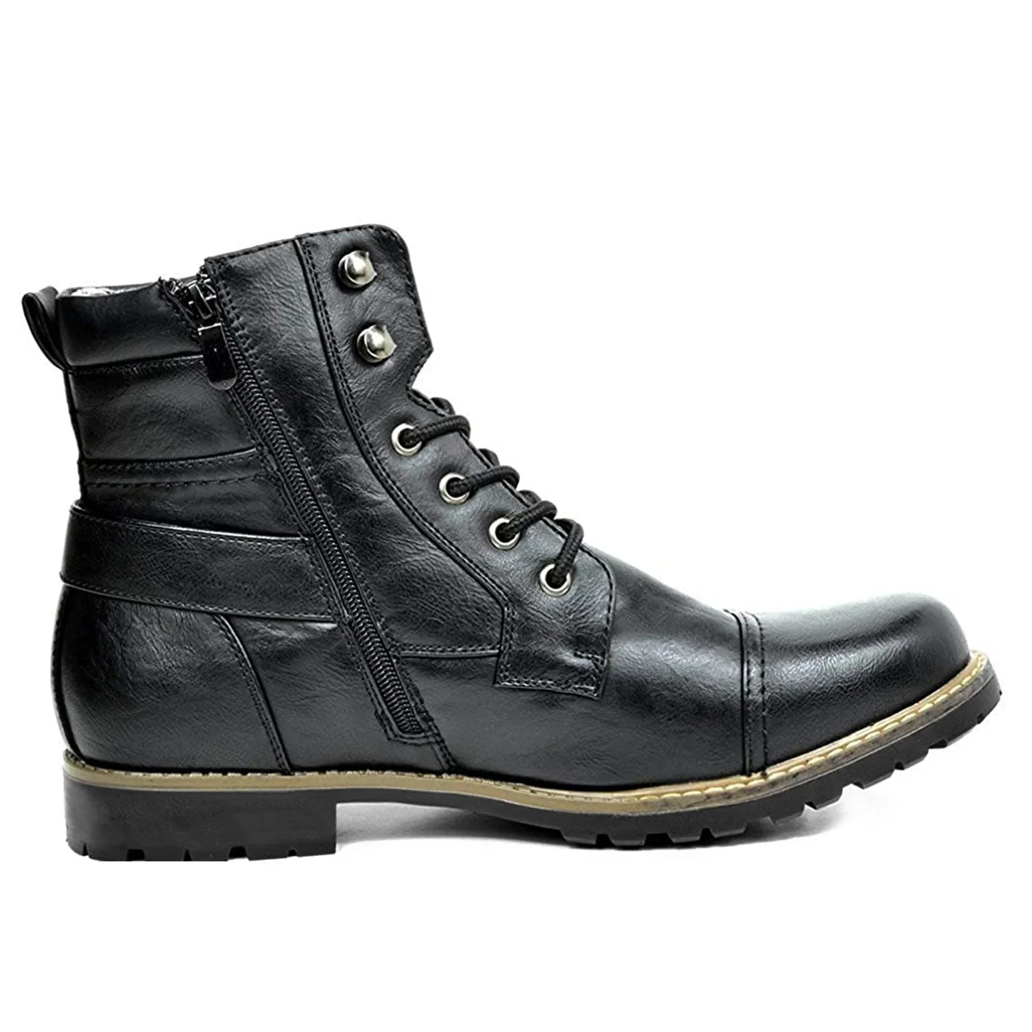 3 Colors Metal Double Zipper Motorcycle Men's Boots Fashion Mid Top Waterproof Riding Motorcyclist Boots