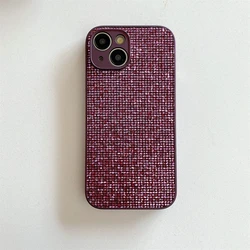 Elegant Rhinestone - Embellished Shockproof Phone Case with Camera Protection - iPhone 17 (Rose Red)