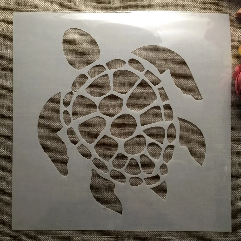 바다 거북 DIY 레이어링 스텐실 벽화 스크랩북 색칠 엠보싱 앨범 장식 템플릿, 30x30cm
